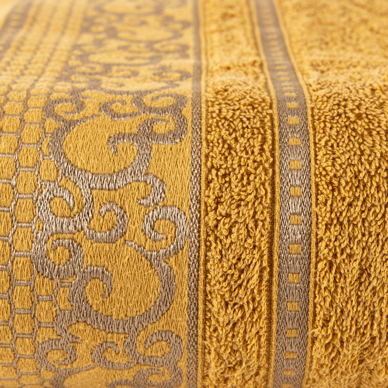 Jogo de Banho Eudora 4 Peças Amarelo e Vinho – Toalhas 100% Algodão - Imagem 3