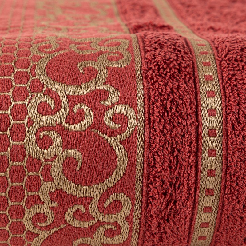 Jogo de Banho Eudora 4 Peças Amarelo e Vinho – Toalhas 100% Algodão - Imagem 4