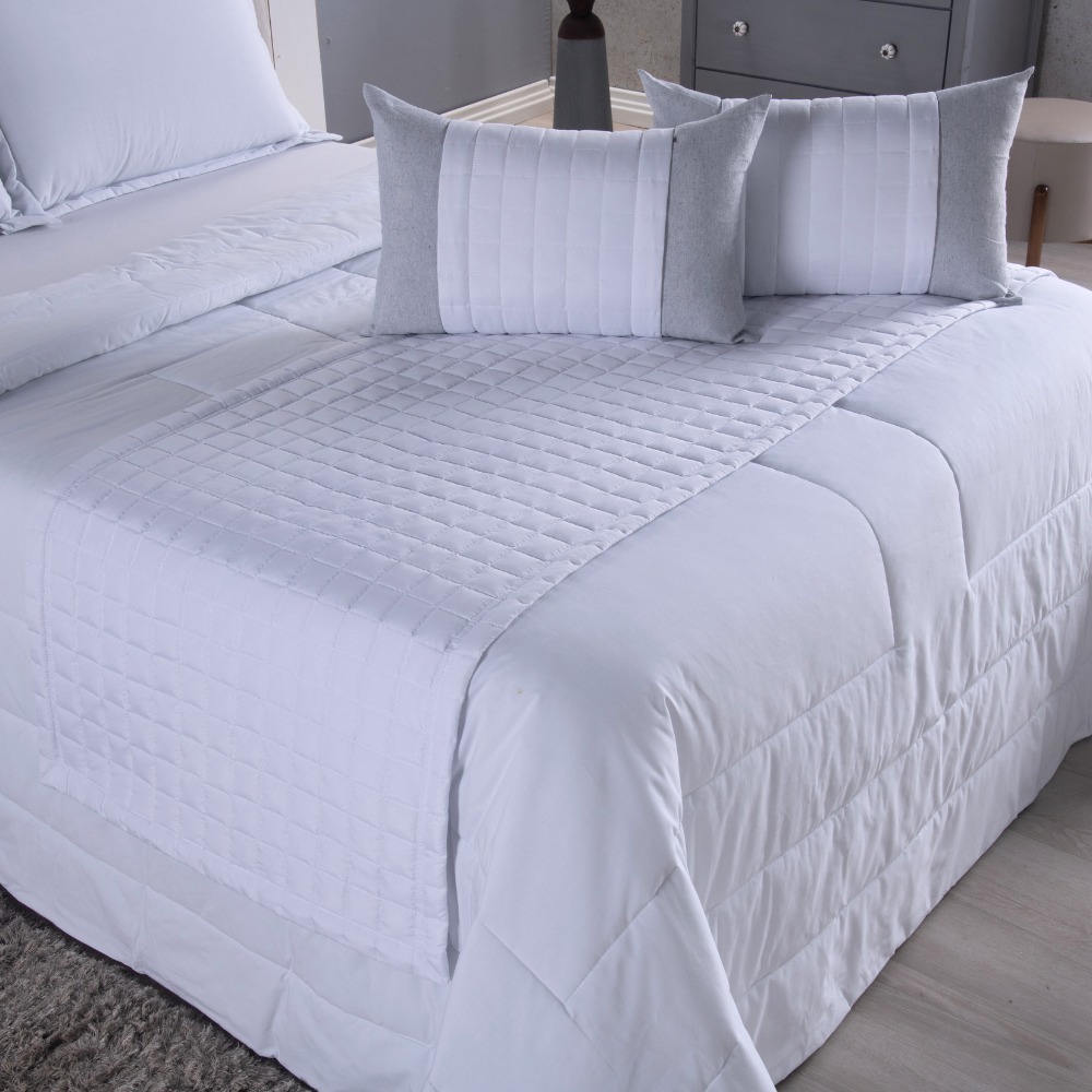 Kit Peseira Copacabana 5 Peças King Branco 300 Fios Micropercal com Almofadas Cheias - Imagem 3