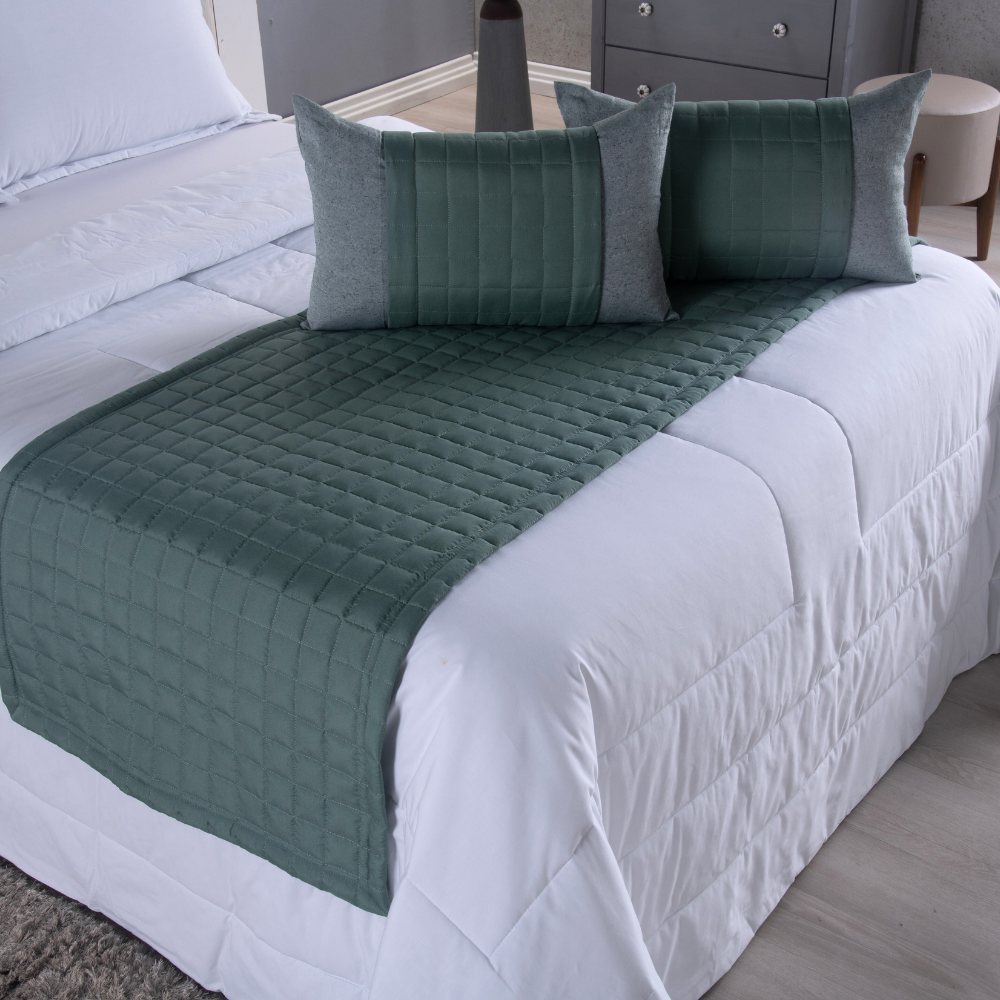 Kit Peseira Copacabana 5 Peças King Verde 300 Fios Micropercal com Almofadas Cheias - Imagem 3