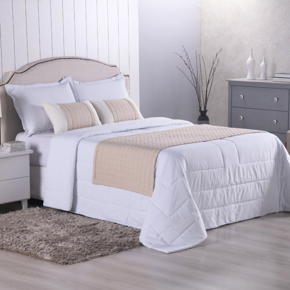 Kit Peseira Copacabana 5 Peças King Cáqui 300 Fios Micropercal com Almofadas Cheias - Imagem 2