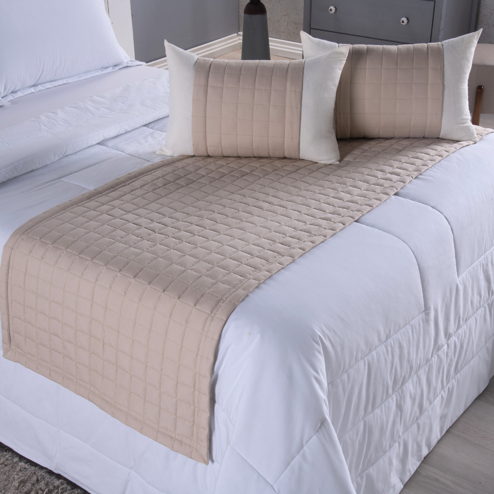 Kit Peseira Copacabana 5 Peças King Cáqui 300 Fios Micropercal com Almofadas Cheias - Imagem 3