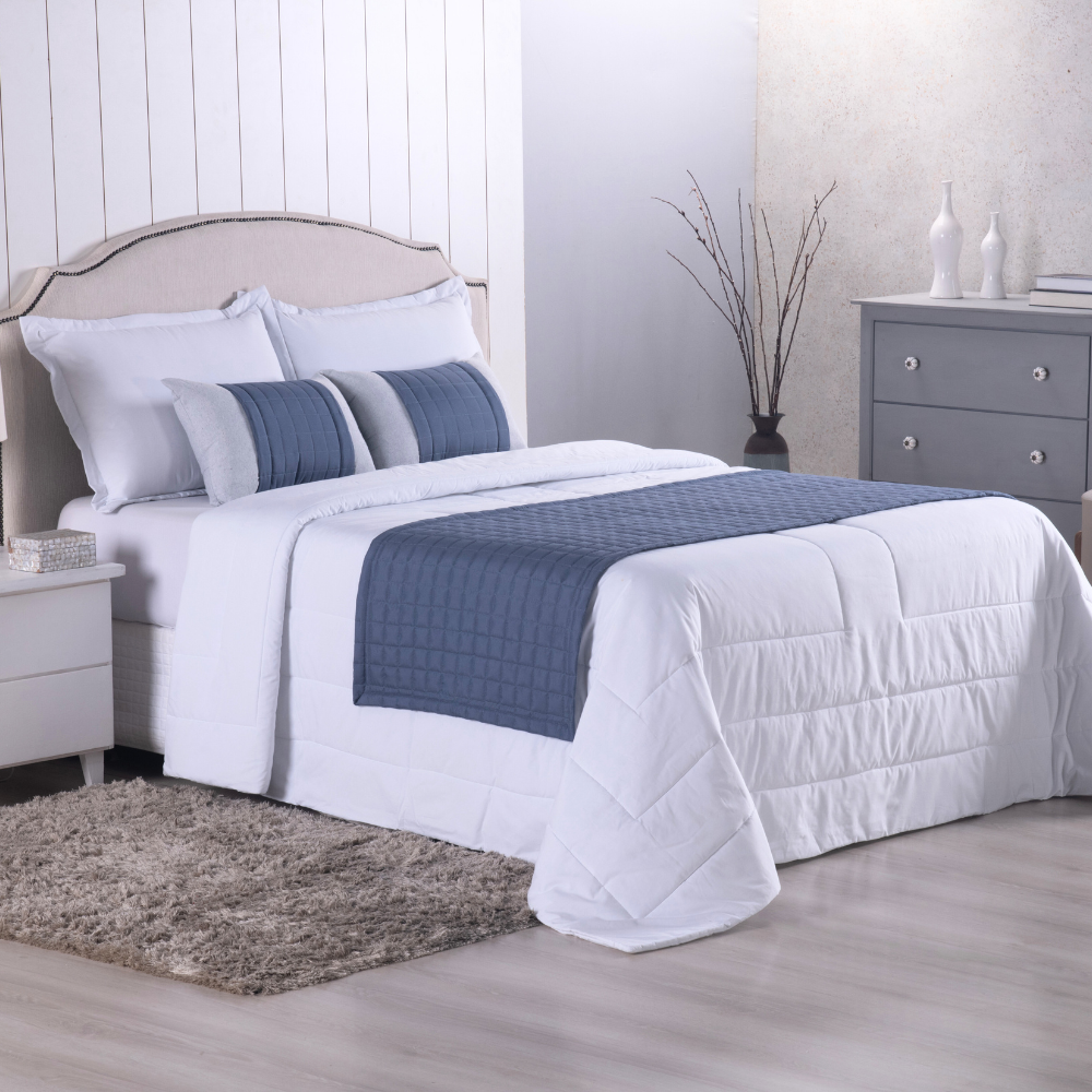 Kit Peseira Copacabana 5 Peças King Azul 300 Fios Micropercal com Almofadas Cheias - Imagem 2