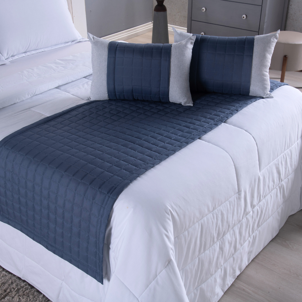 Kit Peseira Copacabana 5 Peças King Azul 300 Fios Micropercal com Almofadas Cheias - Imagem 3