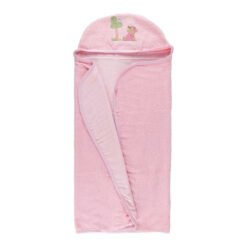 Toalha Baby Fralda com Capuz Bordado 100% Algodão Rosa – 70cm x 90cm