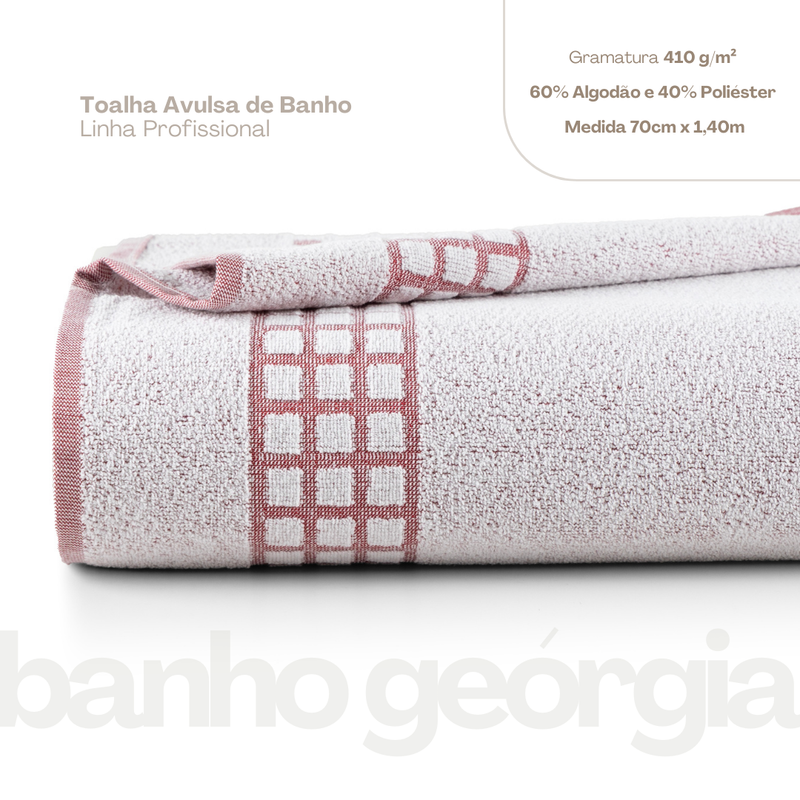 Toalha de Banho Geórgia Profissional 60% Algodão Bordados Vermelhos – 1 Peça - Imagem 3