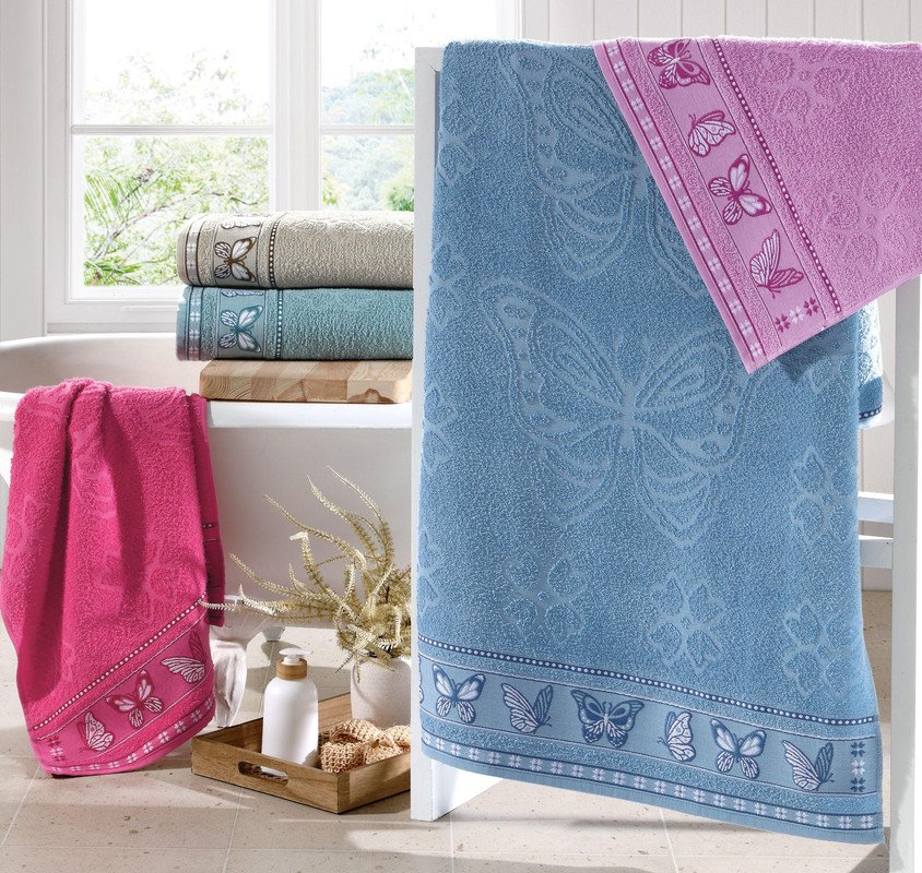 Jogo de Toalhas Cindy 100% Algodão com Borboletas Rosa – 2 Peças - Imagem 4