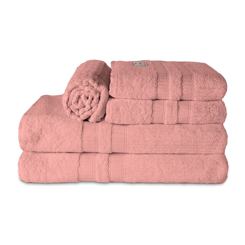 Jogo de Banho Paris 5 Peças Rosa Soft 100% Algodão