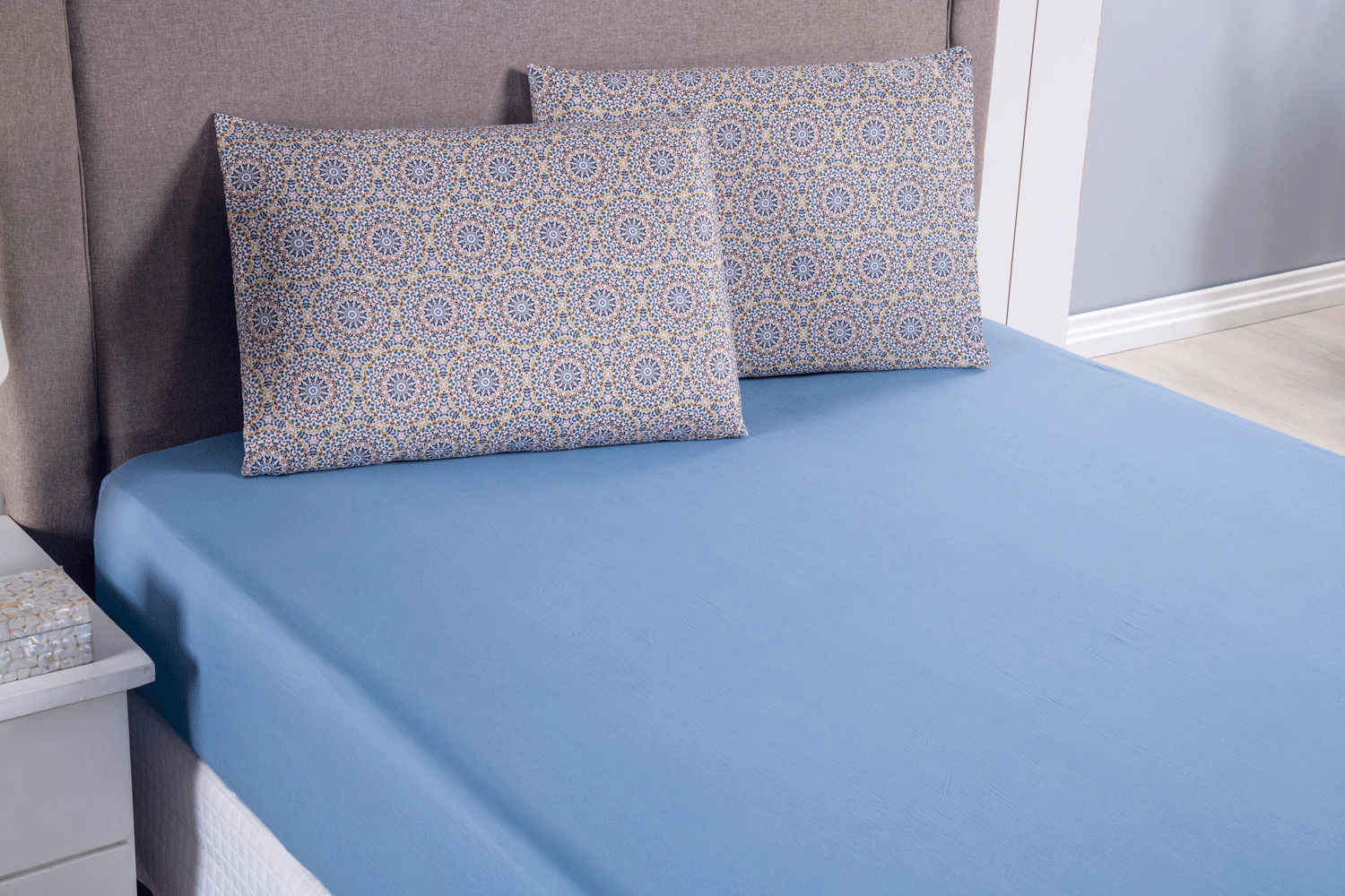 Jogo de Lençol Modern Casal 3 Peças Azul 300 Fios 100% Poliéster Percal - Imagem 3